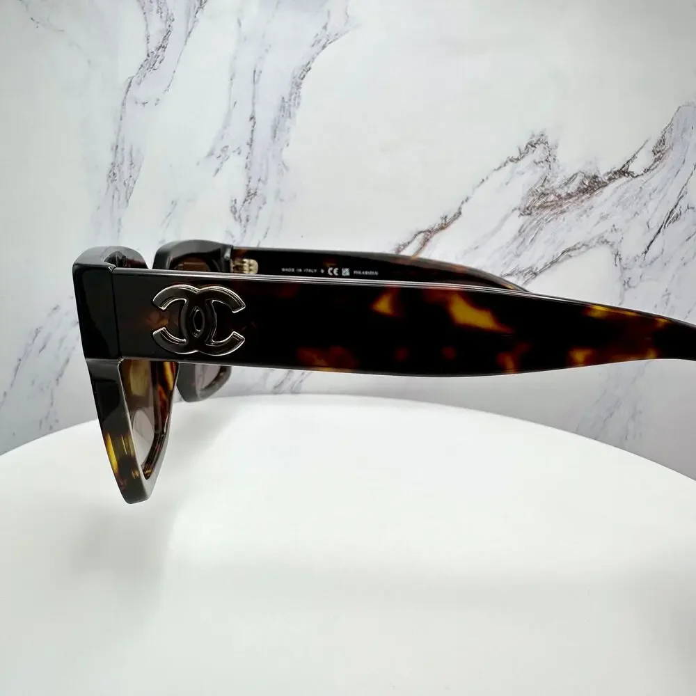 New CHANEL Sunglasses Brown Butterfly Gold Polarized Brown Lens - Picture 13 of 16